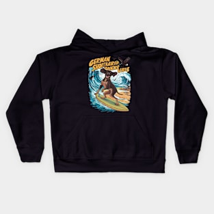 Wave Rider German Shorthaired Pointer Surfing Kids Hoodie